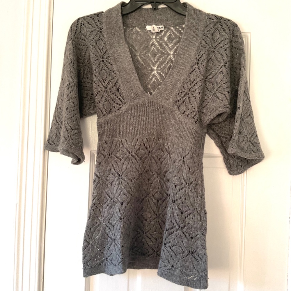 H&M Crochet Style Sweater Gray Size XS - Picture 9 of 9